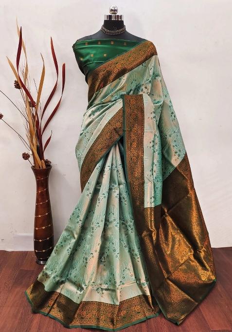Light Green Woven Silk Sarees