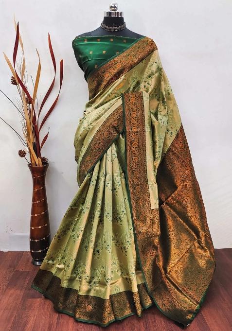 Light Green Woven Silk Sarees