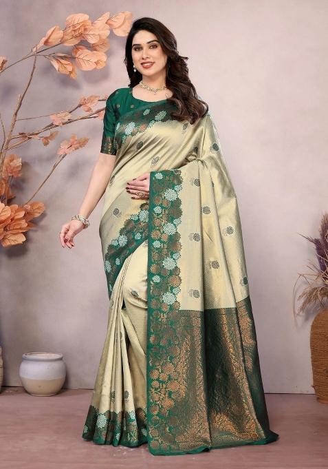 Light Green Woven Silk Sarees