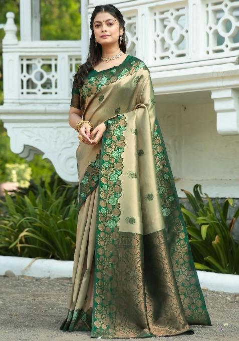 Light Green Woven Silk Sarees