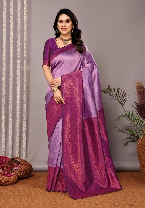 Purple Woven Silk Sarees