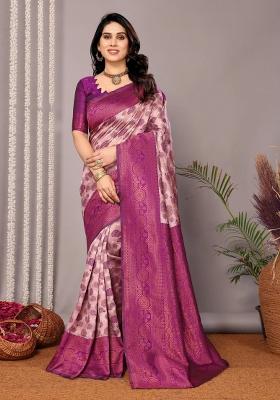 Pink And Purple Woven Silk Sarees