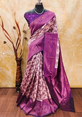 Pink And Purple Woven Silk Sarees