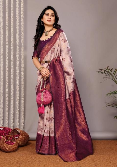 Purple Woven Silk Sarees