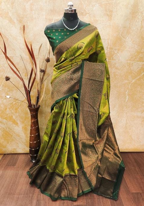 Green Woven Silk Sarees
