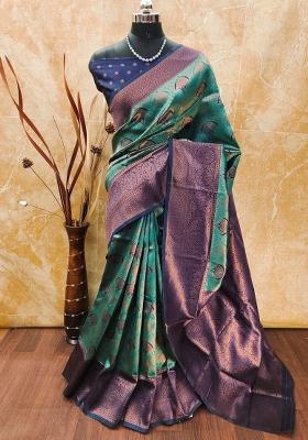 Purple And Green Woven Silk Sarees