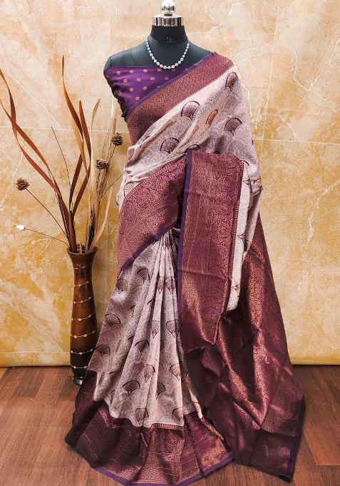 Purple And Green Woven Silk Sarees