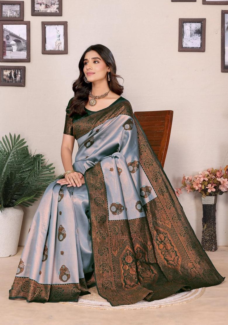 Multicolor Woven Silk Sarees - Indya