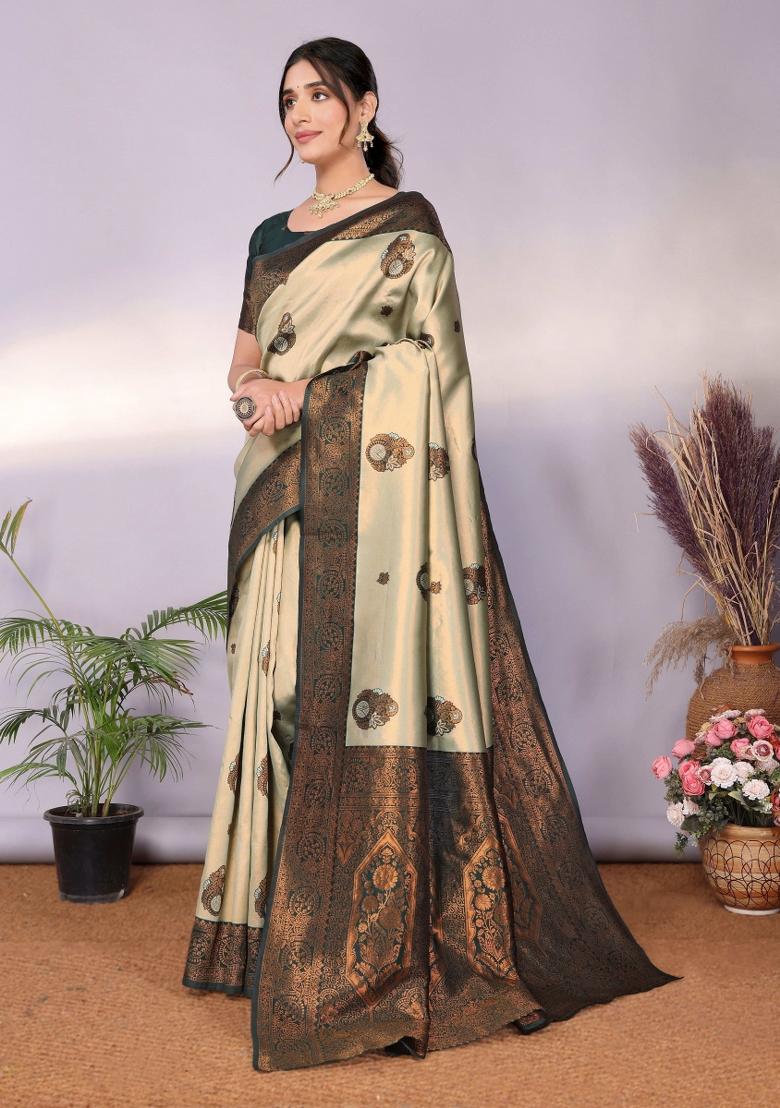 Multicolor Woven Silk Sarees - Indya