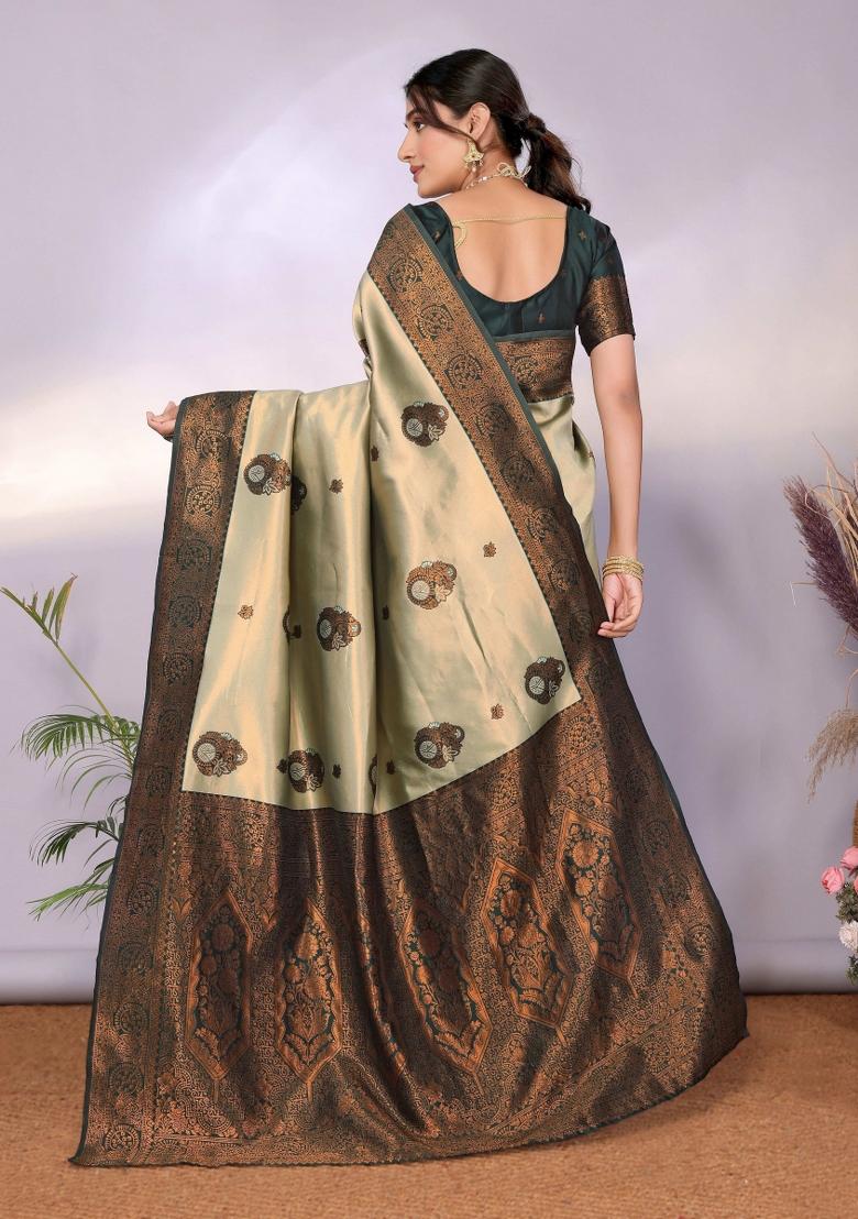 Multicolor Woven Silk Sarees - Indya