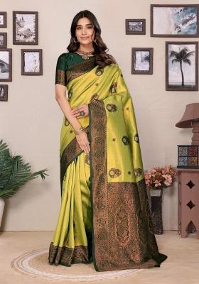 Light Green And Green Woven Silk Sarees