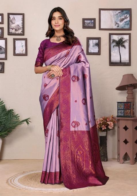 Purple Woven Silk Sarees