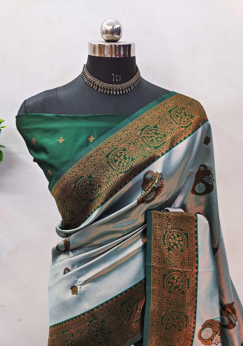 Multicolor Woven Silk Sarees - Indya