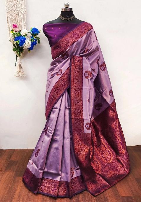 Purple Woven Silk Sarees