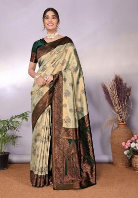 Light Green And Green Woven Silk Sarees