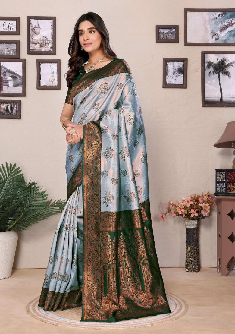 Multicolor Woven Silk Sarees - Indya