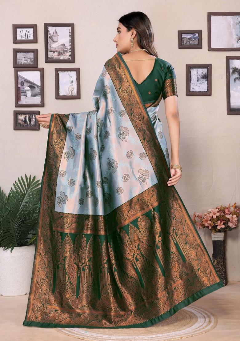 Multicolor Woven Silk Sarees - Indya