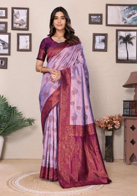 Purple Woven Silk Sarees