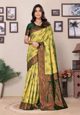 Light Green And Green Woven Silk Sarees