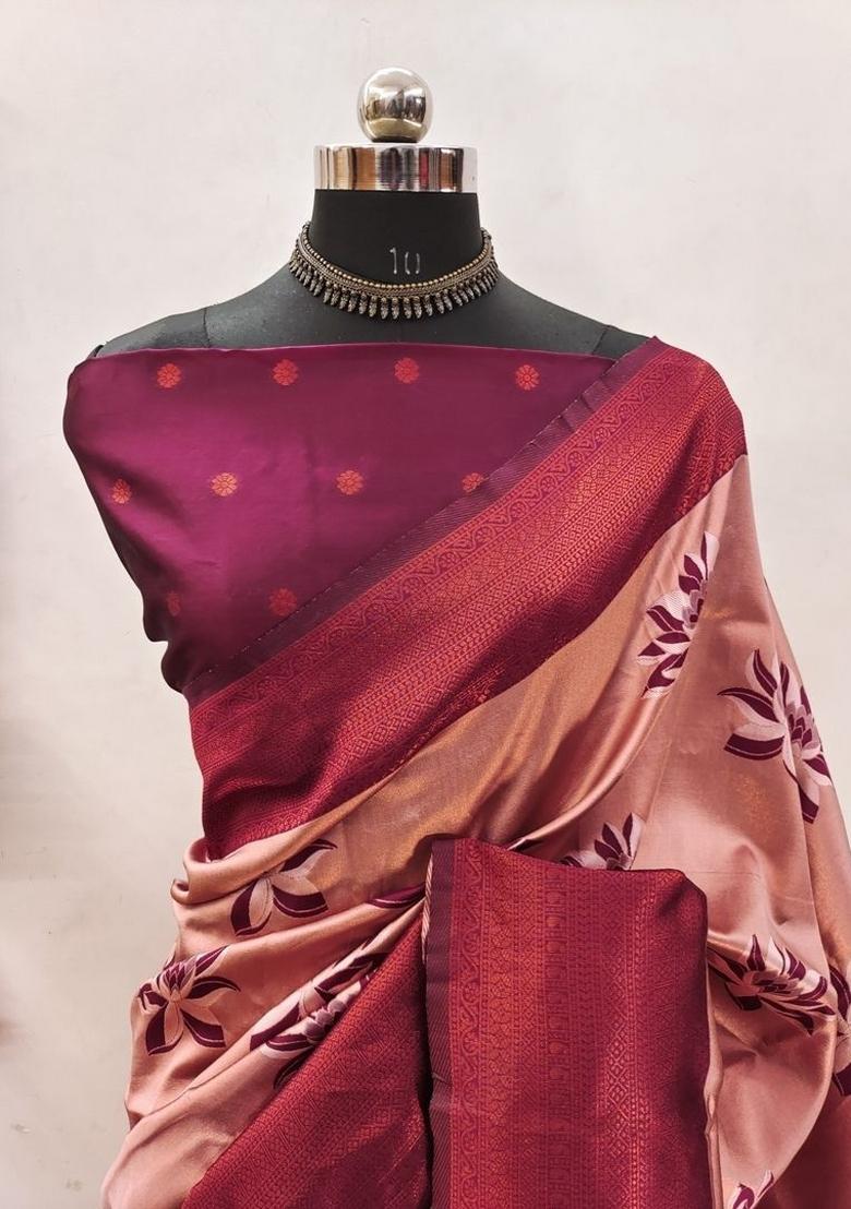 Multicolor Woven Silk Sarees - Indya