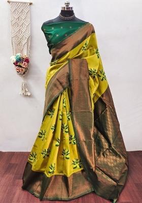 Light Green And Green Woven Silk Sarees