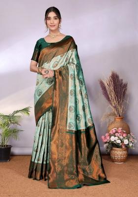 Light Green And Green Woven Silk Sarees