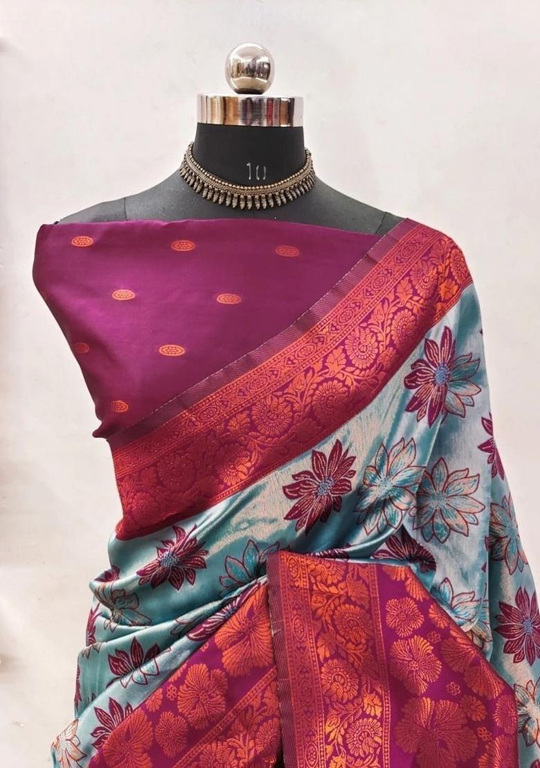 Red Woven Silk Sarees - Indya