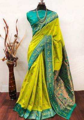 Light Green Woven Silk Sarees