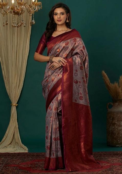 Purple Woven Silk Sarees