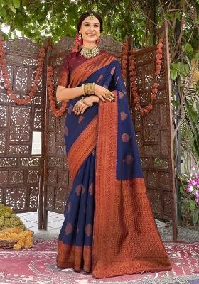 Blue Woven Silk Sarees