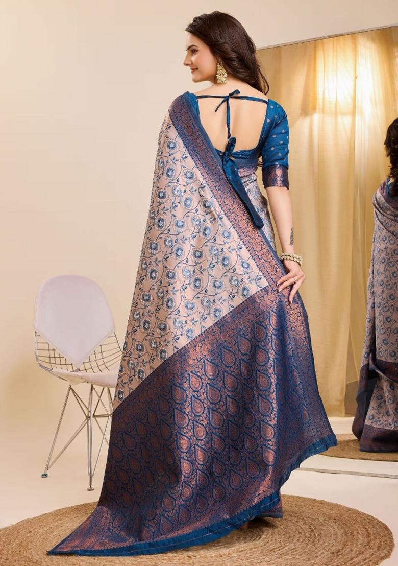 Multicolor Woven Silk Sarees - Indya