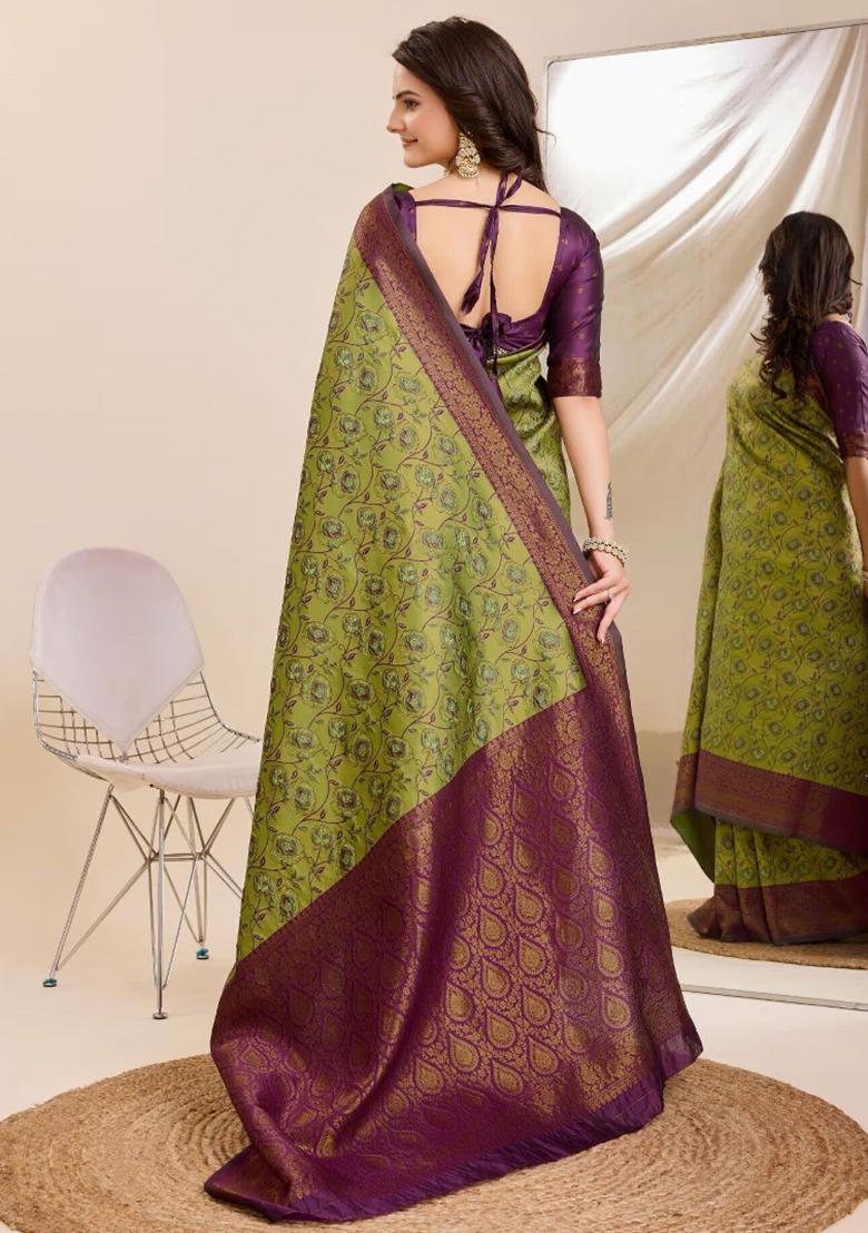 Multicolor Woven Silk Sarees - Indya