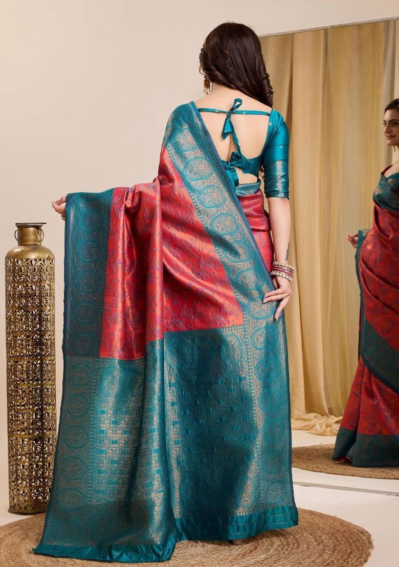 Multicolor Woven Silk Sarees - Indya