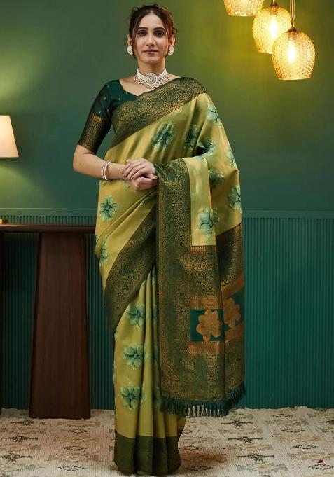 Green Woven Silk Sarees