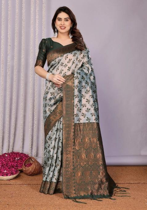 Green Woven Silk Sarees