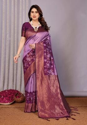 Pink And Purple Woven Silk Sarees