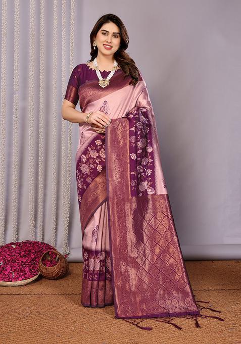 Purple Woven Silk Sarees