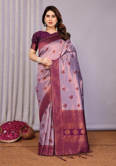 Purple Woven Silk Sarees