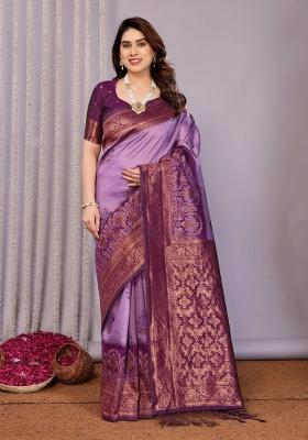 Pink And Purple Woven Silk Sarees