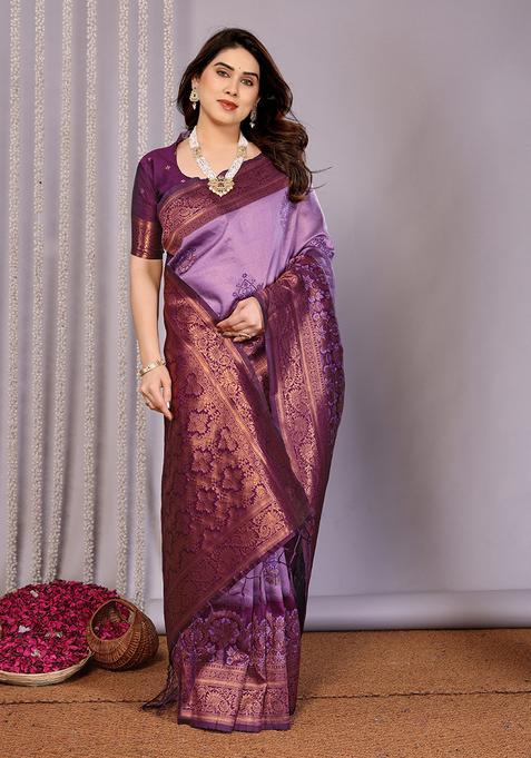 Purple Woven Silk Sarees