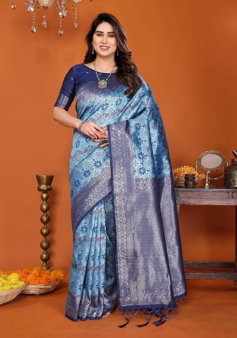 Blue Woven Silk Sarees