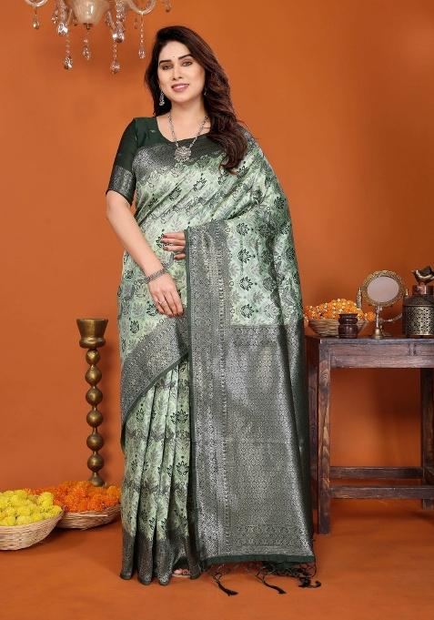 Green Woven Silk Sarees