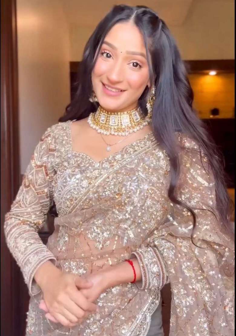 Golden Embroidered Net Saree for Diwali and Festive Wear - Indya
