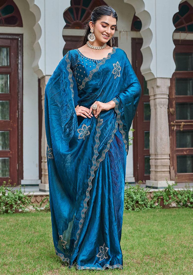 Rama Diamond Work Silk Saree - Indya
