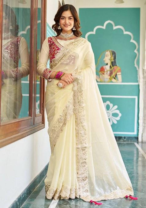 Pink Gota Pati Work Silk Saree