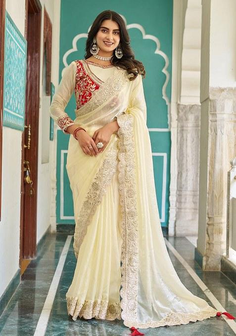 Red Gota Pati Work Silk Saree