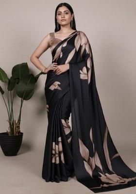 Black Printed Silk Saree