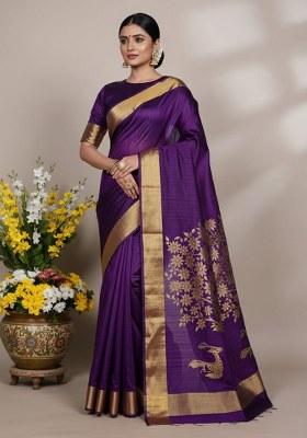 Purple Weaving Work Silk Saree