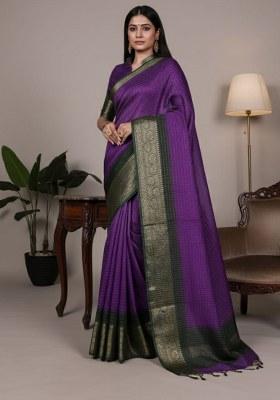 Purple Weaving Work Dola Chex Saree