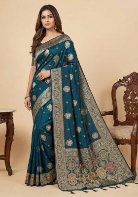 Rama Weaving Work Silk Saree Set